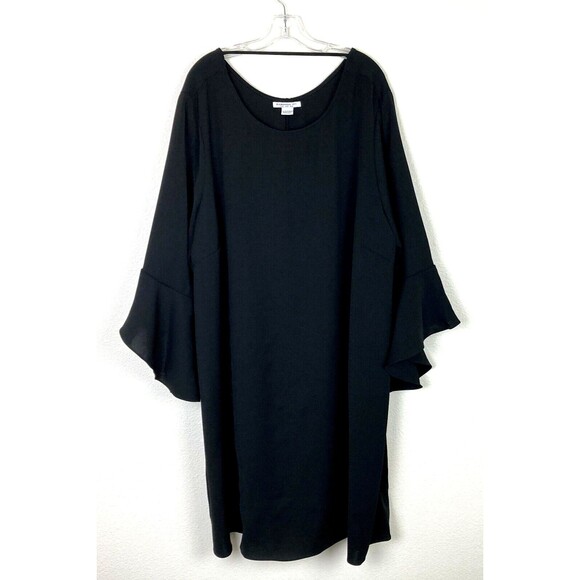 Glamorous Curve A-Line Midi Dress Size 22 Black LBD Bell Sleeves Cocktail Party - Picture 1 of 7